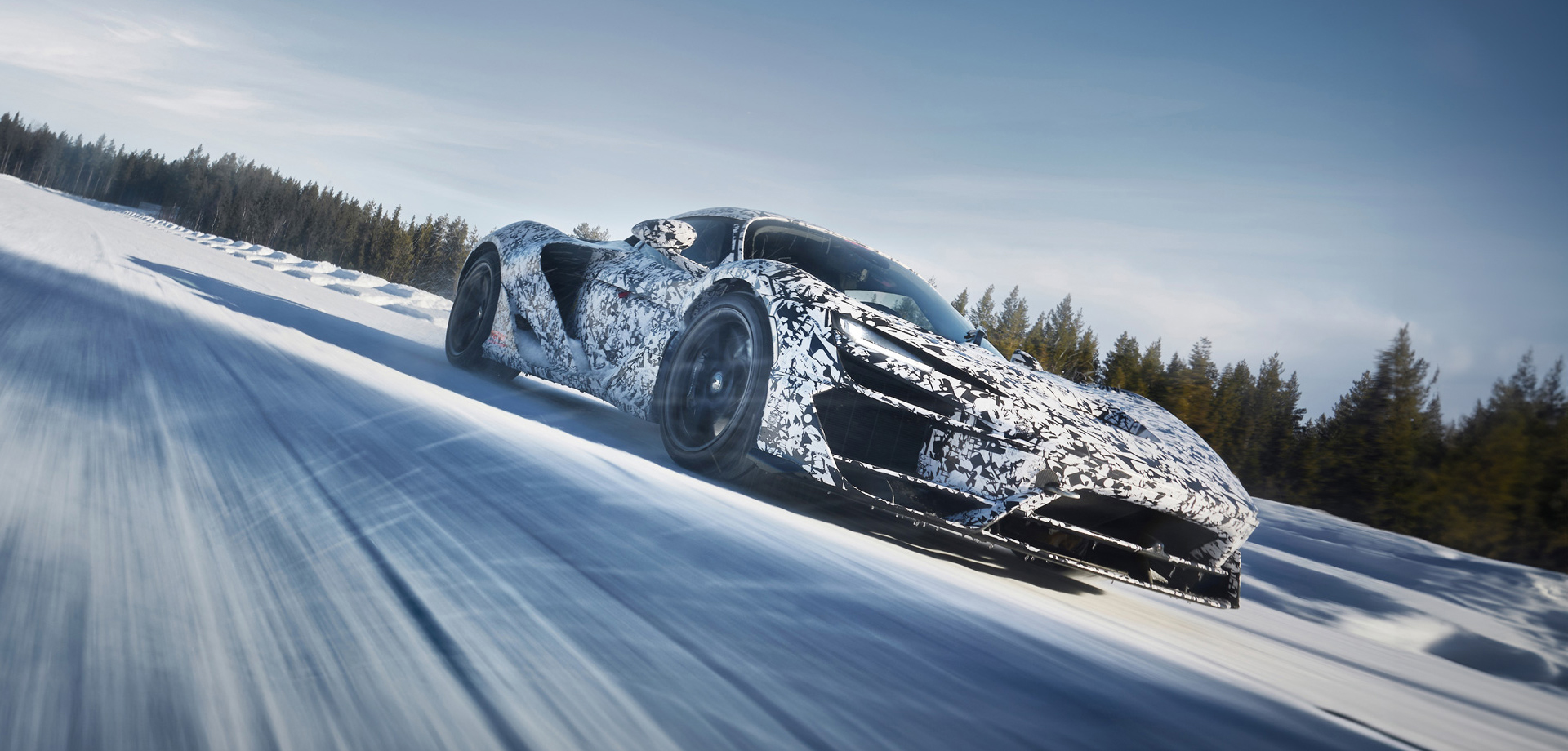 McLaren W1 prototype during Arctic testing — official manufacturer photograph